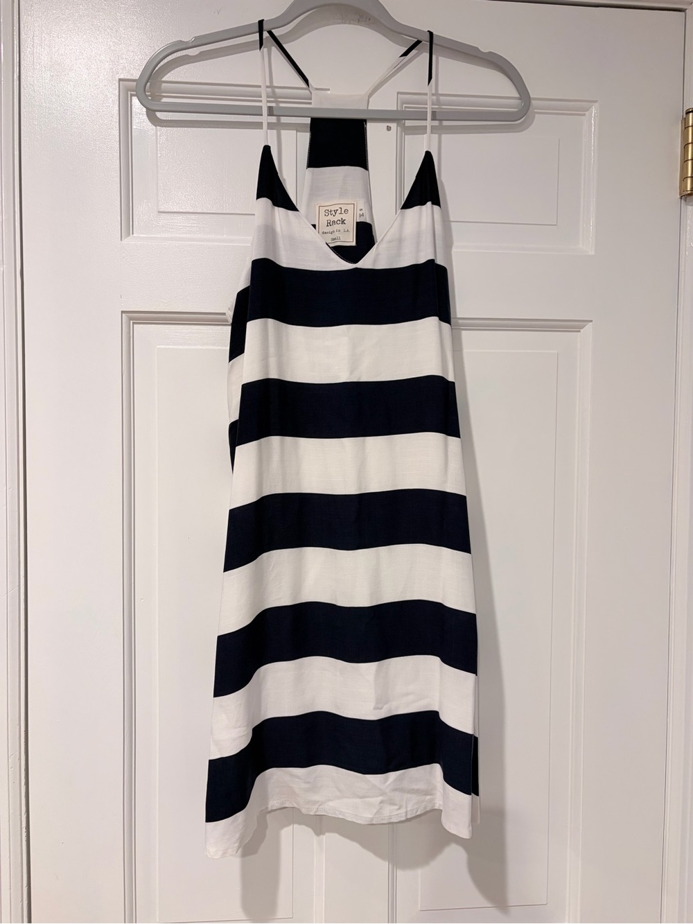Style Rack Navy White Striped Racerback Shift Dress Small